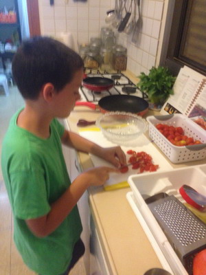 Maayan prepares a meal