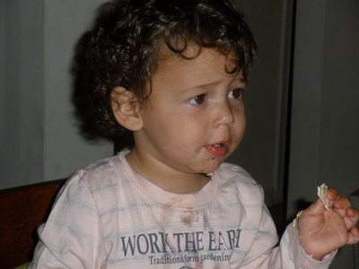 Rafael eating matza